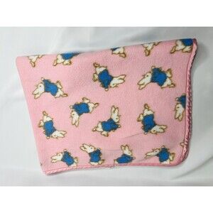Vtg Quiltex Peter Rabbit Beatrix Potter Crib Blanket Satin Edge & Bunny Soft